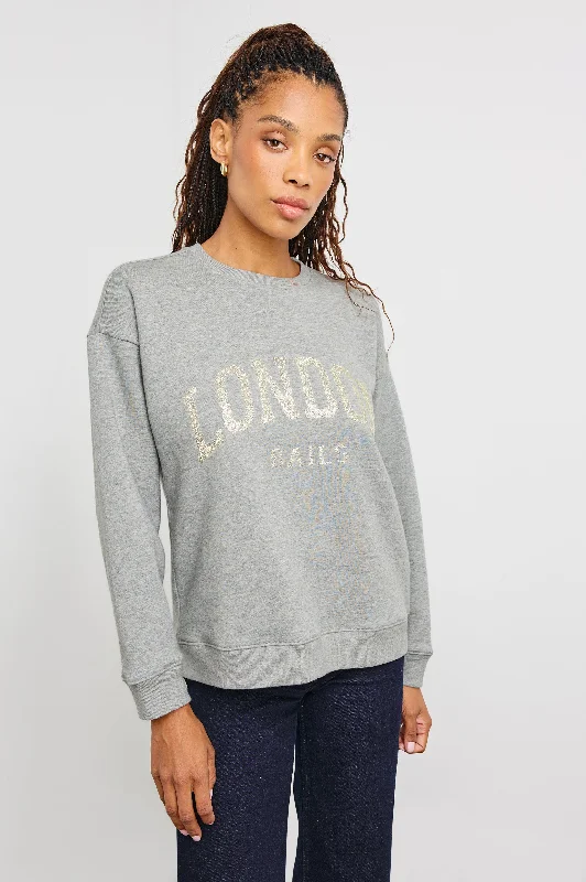 Women's quarter - zip sweatshirt made of organic cotton for eco - conscious fashion THE VARSITY SWEATSHIRT - LONDON GLITTER Women's quarter - zip sweatshirt made of organic cotton for eco - conscious fashion THE VARSITY SWEATSHIRT - LONDON GLITTER