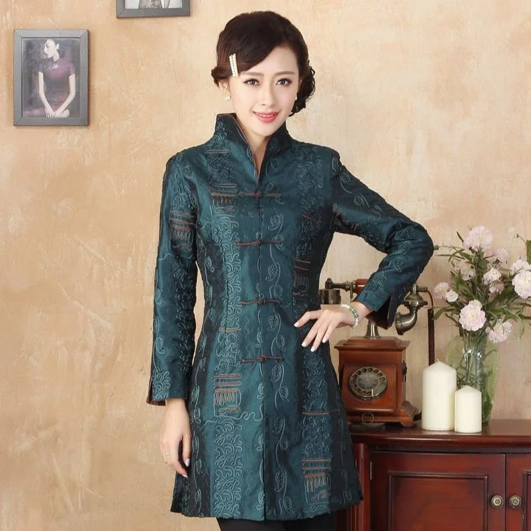 Women's cropped satin jackets in pastel shades for a glamorous evening out V Neck Floral Brocade Chinese Wind Coat Women's cropped satin jackets in pastel shades for a glamorous evening out V Neck Floral Brocade Chinese Wind Coat