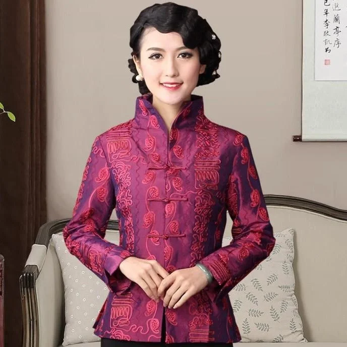 Women's moto jackets with a lace - up front for a unique and stylish touch V Neck Stand Collar Fancy Cotton Chinese Style Jacket with Strap Buttons Women's moto jackets with a lace - up front for a unique and stylish touch V Neck Stand Collar Fancy Cotton Chinese Style Jacket with Strap Buttons