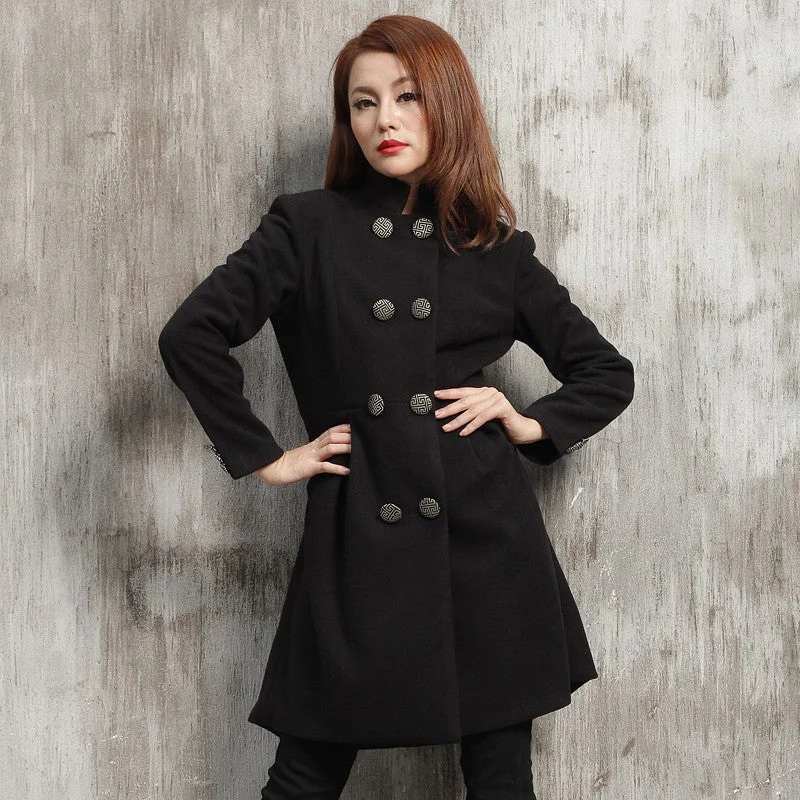Women's cropped satin jackets in pastel shades for a glamorous evening out Women's Double-Breasted Wool Blend Chinese Style Wind Coat Women's cropped satin jackets in pastel shades for a glamorous evening out Women's Double-Breasted Wool Blend Chinese Style Wind Coat