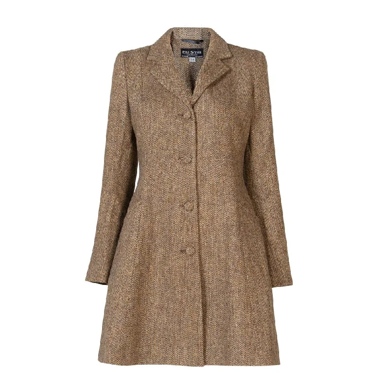 Women's faux fur - trimmed denim jackets for a trendy and cozy style Women's Harris Tweed Coat - Zoe - Brown Herringbone Women's faux fur - trimmed denim jackets for a trendy and cozy style Women's Harris Tweed Coat - Zoe - Brown Herringbone