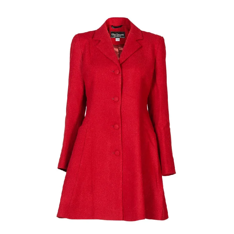 Women's trench coats with a removable belt for customizable styling  Women's Harris Tweed Coat - Zoe - Red Twill