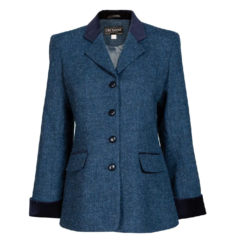 Women's long - line cardigan jackets in a soft knit for a cozy and elegant look Women's Harris Tweed Jacket - Maggie - Blue Fleck Women's long - line cardigan jackets in a soft knit for a cozy and elegant look Women's Harris Tweed Jacket - Maggie - Blue Fleck
