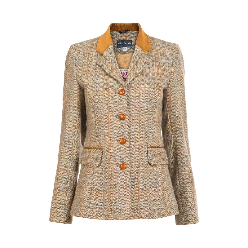 Women's long - line cardigan jackets in a soft knit for a cozy and elegant look Women's Harris Tweed Jacket - Maggie - Light Brown Herringbone Women's long - line cardigan jackets in a soft knit for a cozy and elegant look Women's Harris Tweed Jacket - Maggie - Light Brown Herringbone