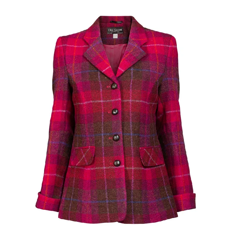 Women's cropped down jackets in bold colors for a sporty and fashionable winter outfit Women's Harris Tweed Jacket - Maggie - Red/Brown Check Women's cropped down jackets in bold colors for a sporty and fashionable winter outfit Women's Harris Tweed Jacket - Maggie - Red/Brown Check