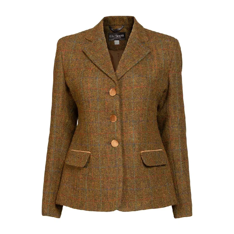 Women's cropped satin jackets in pastel shades for a glamorous evening out Women's Harris Tweed Jacket - Melanie - Brown Check Women's cropped satin jackets in pastel shades for a glamorous evening out Women's Harris Tweed Jacket - Melanie - Brown Check