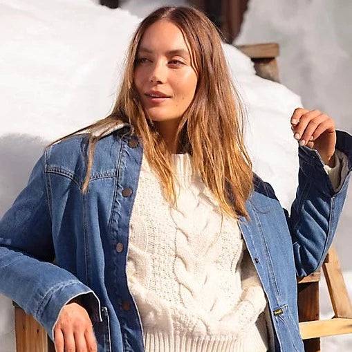 Women's moto jackets with a lace - up front for a unique and stylish touch Wrangler Women's Sherpa Lined Denim Barn Jacket Women's moto jackets with a lace - up front for a unique and stylish touch Wrangler Women's Sherpa Lined Denim Barn Jacket