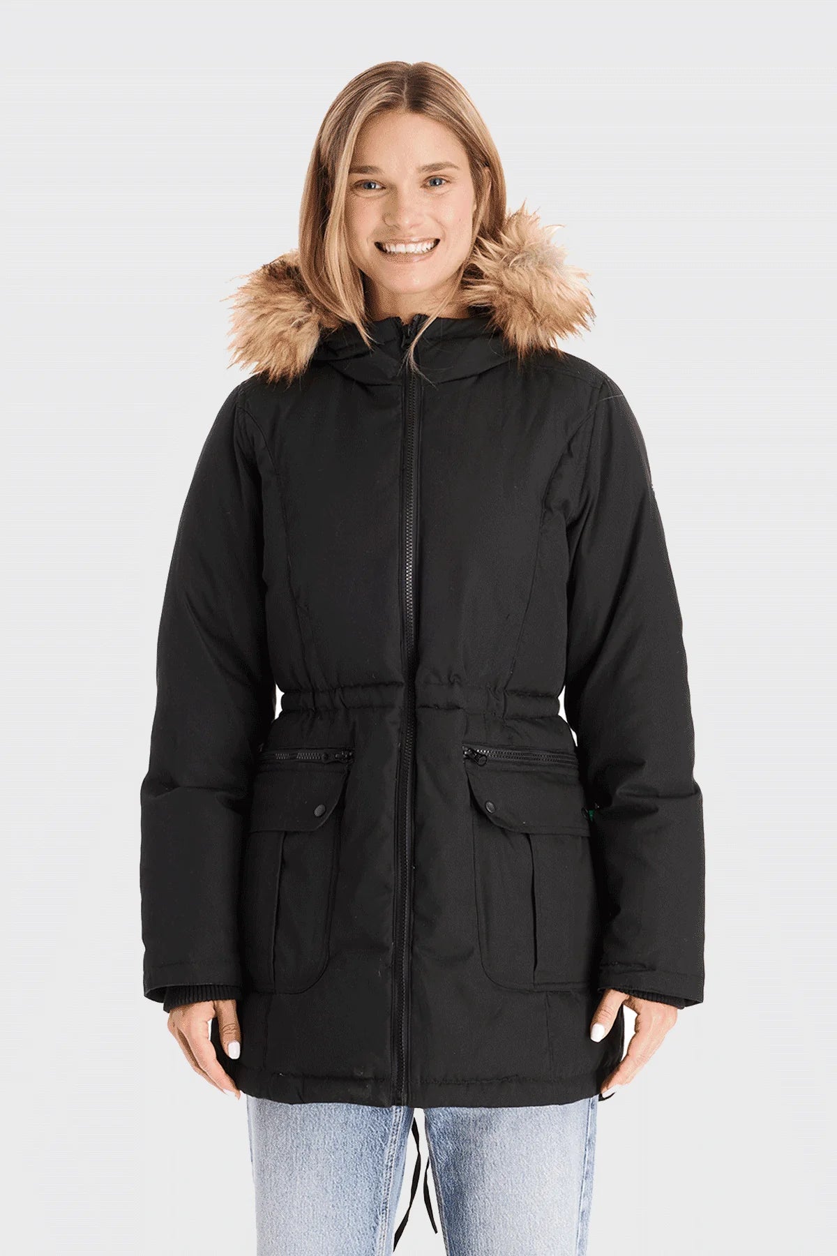 Printed winter coats for women in geometric patterns​ Gabardine Down Winter Parka