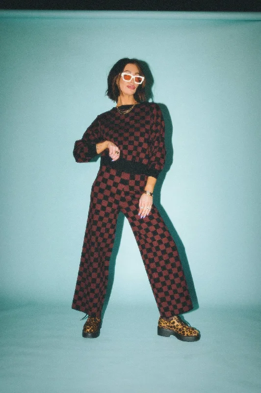Take Your Power Back Checkerboard Knit Set in Black + Mocha