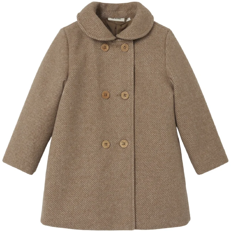 Checkered wool winter coats for women's workwear Lil'Atelier Travertine Melange Nalina Long Jacket Checkered wool winter coats for women's workwear Lil'Atelier Travertine Melange Nalina Long Jacket