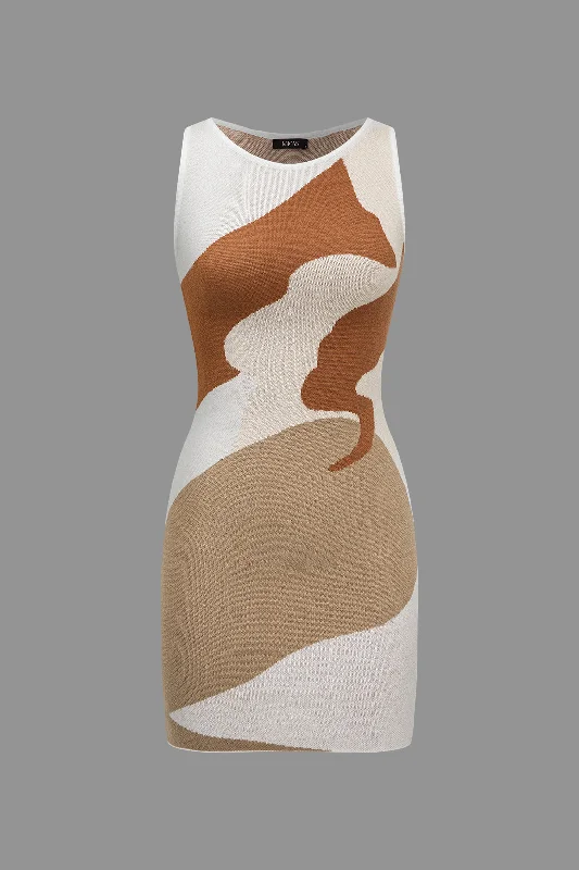 Sleeveless Women's Silk Blend Sweater Dresses for a Sophisticated Look Basic Abstract Print Sweater Dress Sleeveless Women's Silk Blend Sweater Dresses for a Sophisticated Look Basic Abstract Print Sweater Dress