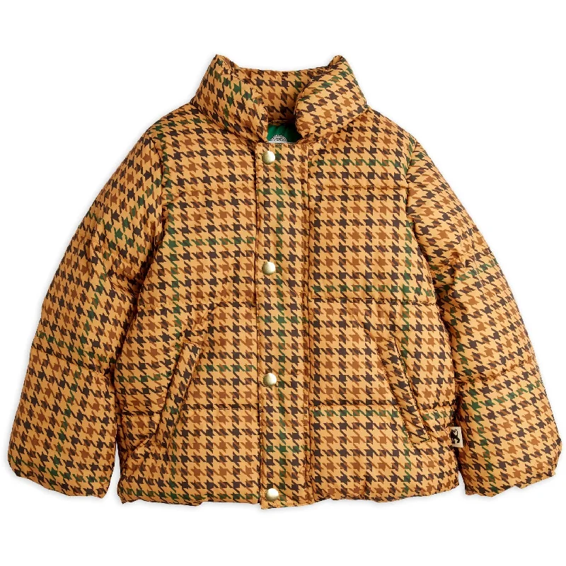 Checkered wool winter coats for women's workwear Mini Rodini Beige Houndstooth Aop City Puffer Jacket Checkered wool winter coats for women's workwear Mini Rodini Beige Houndstooth Aop City Puffer Jacket