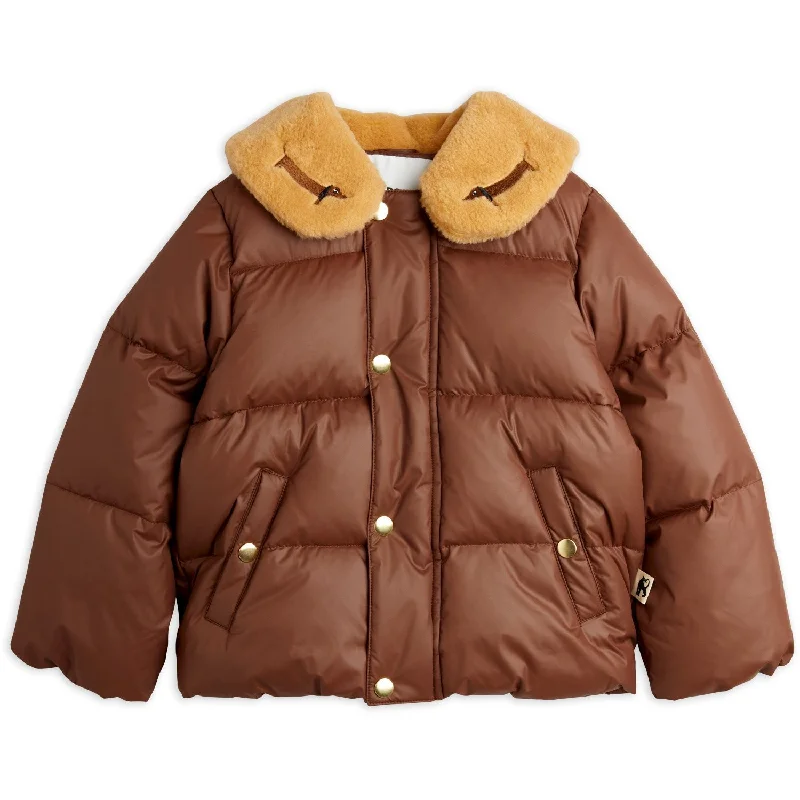 Wool blend double - breasted winter coats for women Mini Rodini Brown DAnd Emb Puffer Jacket Wool blend double - breasted winter coats for women Mini Rodini Brown DAnd Emb Puffer Jacket