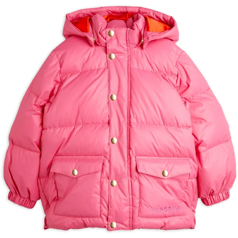 Women's winter coats with flapped pockets Mini Rodini Pink Heavy Hooded Puffer Jacket Women's winter coats with flapped pockets Mini Rodini Pink Heavy Hooded Puffer Jacket