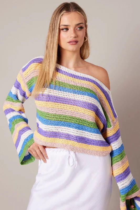 Women's Turtleneck Sweater Co - ords in Charcoal with Leather Trim for an Edgy Look Multi Stripe Knit Jumper Women's Turtleneck Sweater Co - ords in Charcoal with Leather Trim for an Edgy Look Multi Stripe Knit Jumper