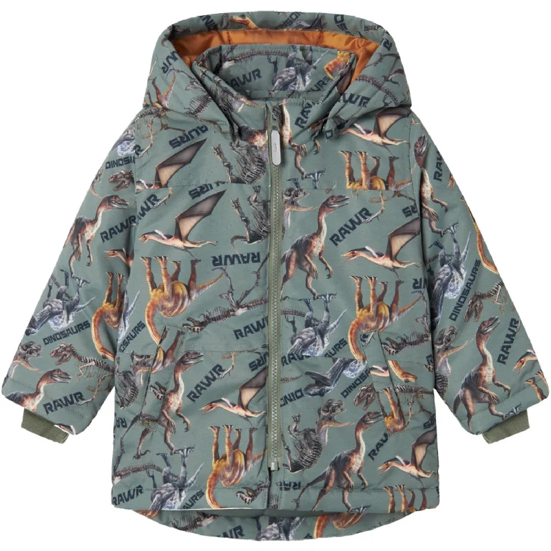 Women's winter coats with fur hood linings Name It Agave Green Rawr Dino Max Jacket AOP Women's winter coats with fur hood linings Name It Agave Green Rawr Dino Max Jacket AOP