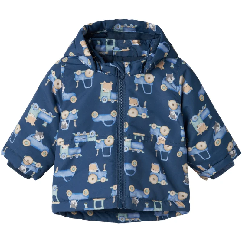 Hooded winter coats for women with drawstrings Name It Dark Denim Train Max Jacket AOP Hooded winter coats for women with drawstrings Name It Dark Denim Train Max Jacket AOP