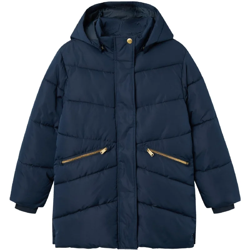 Cable knit woolen winter coats for women​ Name It Dark Sapphire Memo Long Jacket