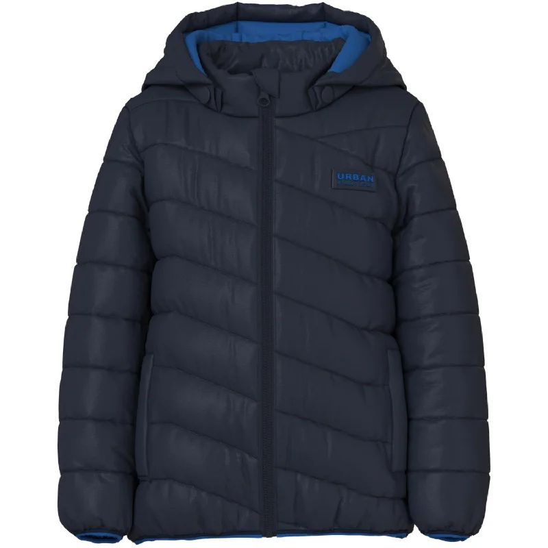 Women's winter coats with faux leather accents​ Name It Dark Sapphire Monay Jacket