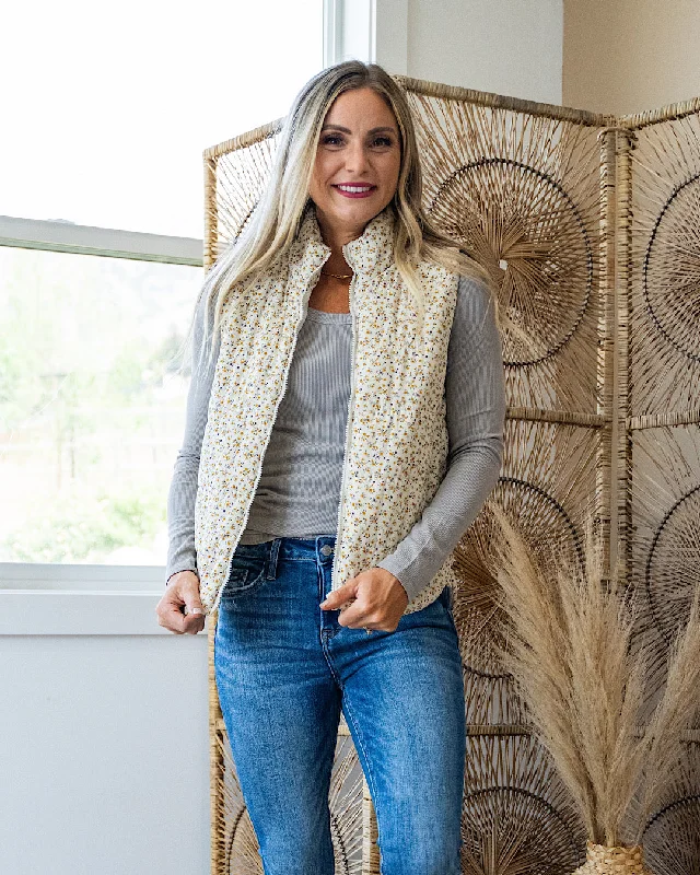 Plus Size Women's Vest Dresses with Belted Waists for a Flattering Silhouette Londyn Ivory Floral Quilted Vest Plus Size Women's Vest Dresses with Belted Waists for a Flattering Silhouette Londyn Ivory Floral Quilted Vest