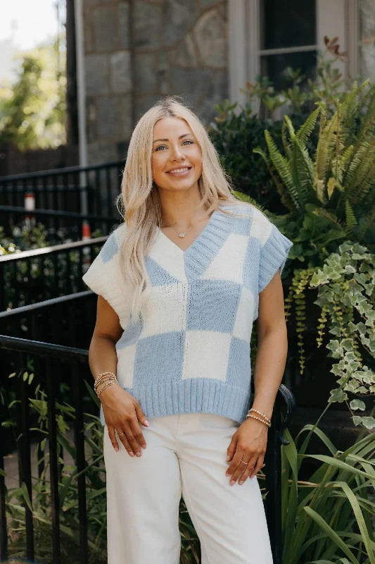 Sequined Women's Vests in a Metallic Finish for a Sparkly Night Out Nina Checkerboard Knit Sweater Vest Sequined Women's Vests in a Metallic Finish for a Sparkly Night Out Nina Checkerboard Knit Sweater Vest