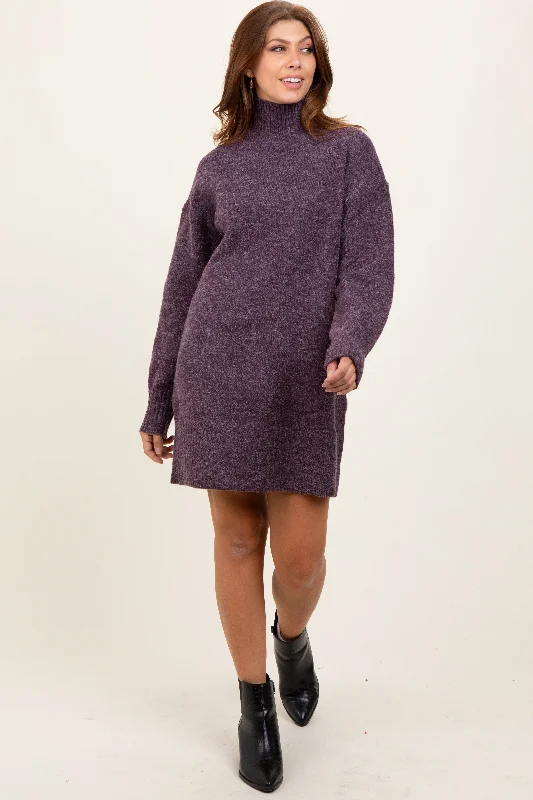 Empire Waist Women's Alpaca Wool Sweater Dresses in Earthy Tones Purple Chunky Knit Turtleneck Mini Sweater Dress Empire Waist Women's Alpaca Wool Sweater Dresses in Earthy Tones Purple Chunky Knit Turtleneck Mini Sweater Dress