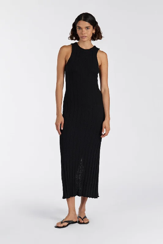 Midi - Length Women's Shetland Wool Sweater Dresses in Traditional Patterns REM BLACK KNIT MIDI DRESS Midi - Length Women's Shetland Wool Sweater Dresses in Traditional Patterns REM BLACK KNIT MIDI DRESS