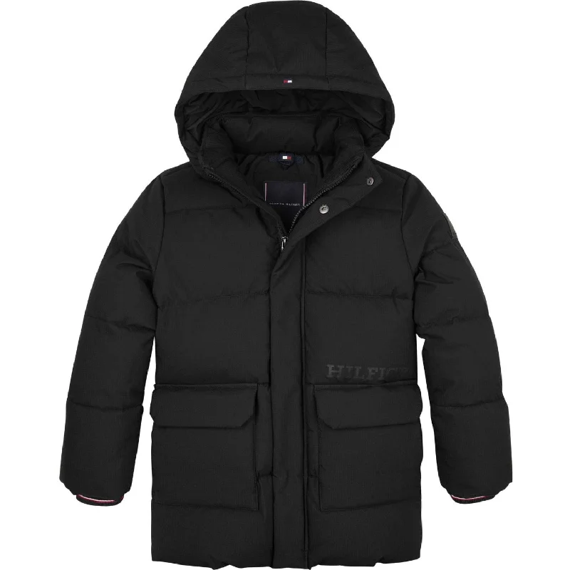 Fitted wool winter coats for women Tommy Hilfiger Black Monotype Ribstop Puffer Jacket Fitted wool winter coats for women Tommy Hilfiger Black Monotype Ribstop Puffer Jacket