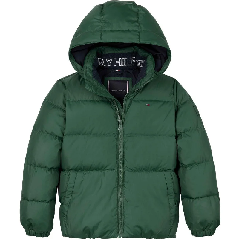 Women's winter coats with faux leather accents Tommy Hilfiger Ornamental Green Essential Down Jacket Women's winter coats with faux leather accents Tommy Hilfiger Ornamental Green Essential Down Jacket