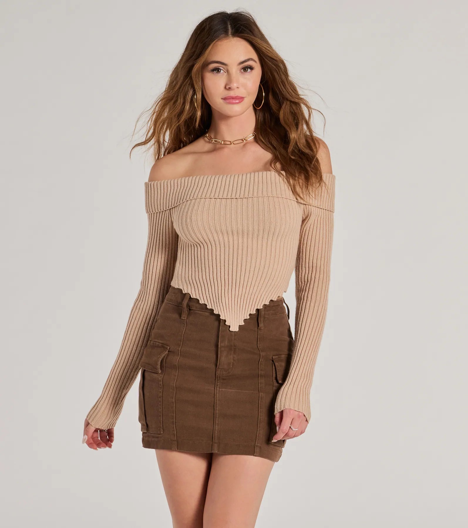 Women's Sparkle - Yarn Sweater Co - ords in Silver for a Shimmery and Eye - Catching Style Trendy Textures Ribbed Knit Off the Shoulder Top Women's Sparkle - Yarn Sweater Co - ords in Silver for a Shimmery and Eye - Catching Style Trendy Textures Ribbed Knit Off the Shoulder Top