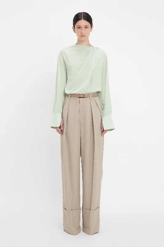 Button - Front Women's Linen Vests in Light Colors for Summer Twist Detail Scarf Top In Jade Button - Front Women's Linen Vests in Light Colors for Summer Twist Detail Scarf Top In Jade