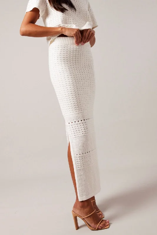 Women's Sequin Embellished Sweater Co - ords in Gold for a Glamorous Party Outfit White Knit Skirt Crochet High Rise Women's Sequin Embellished Sweater Co - ords in Gold for a Glamorous Party Outfit White Knit Skirt Crochet High Rise