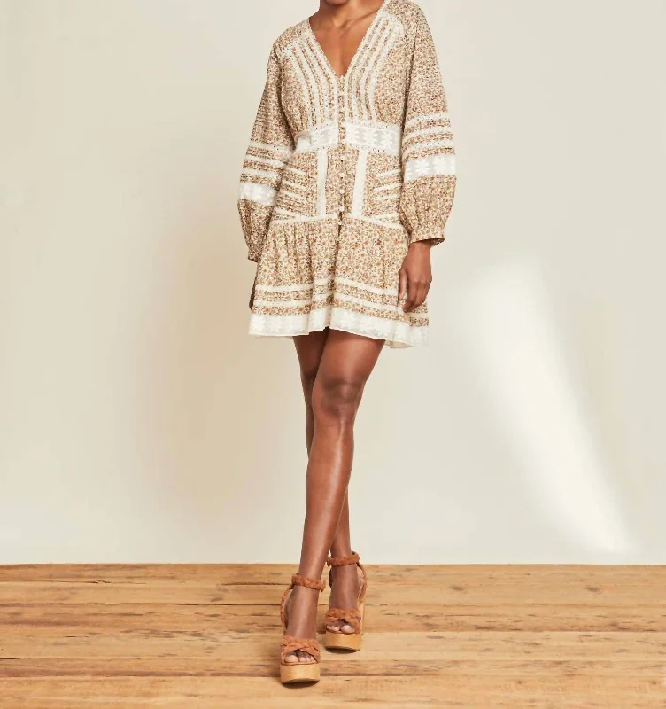 Mermaid - Style Women Dress with a Fitted Silhouette for Special Occasions Mermaid - Style Women Dress with a Fitted Silhouette for Special Occasions Addilyn Flounce Hem Dress In Stone Multi Mermaid - Style Women Dress with a Fitted Silhouette for Special Occasions Mermaid - Style Women Dress with a Fitted Silhouette for Special Occasions Addilyn Flounce Hem Dress In Stone Multi