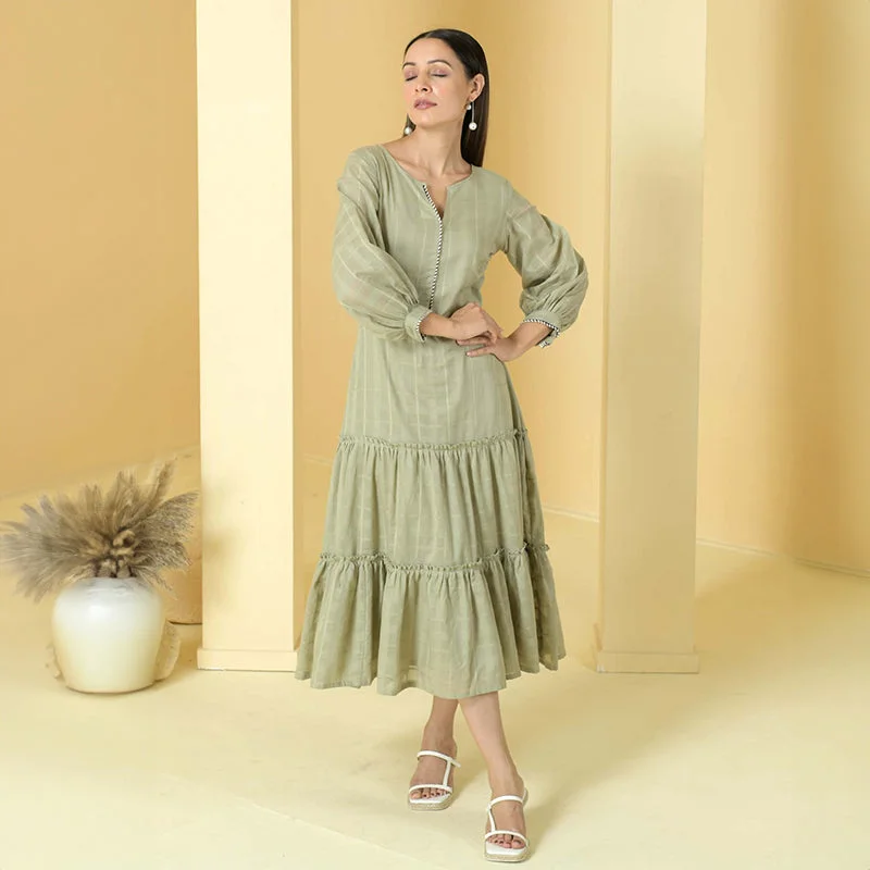 Ruffled Women Dress with Multiple Layers for a Playful and Girly Style Ruffled Women Dress with Multiple Layers for a Playful and Girly Style Cotton Tiered Dress for Women | Sage Green Ruffled Women Dress with Multiple Layers for a Playful and Girly Style Ruffled Women Dress with Multiple Layers for a Playful and Girly Style Cotton Tiered Dress for Women | Sage Green