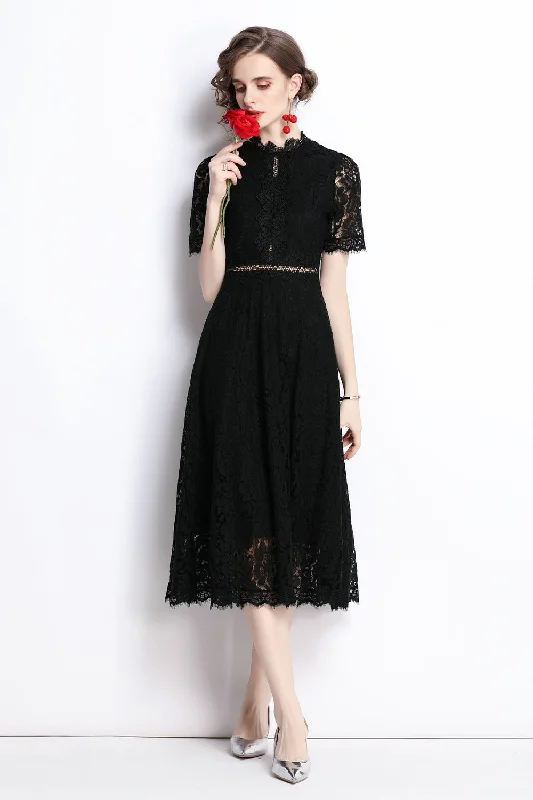 Sheath Women Dress with a Tailored Fit for a Professional Look Sheath Women Dress with a Tailored Fit for a Professional Look Black Evening A-line Crewneck Short Sleeve Midi Lace Dress
