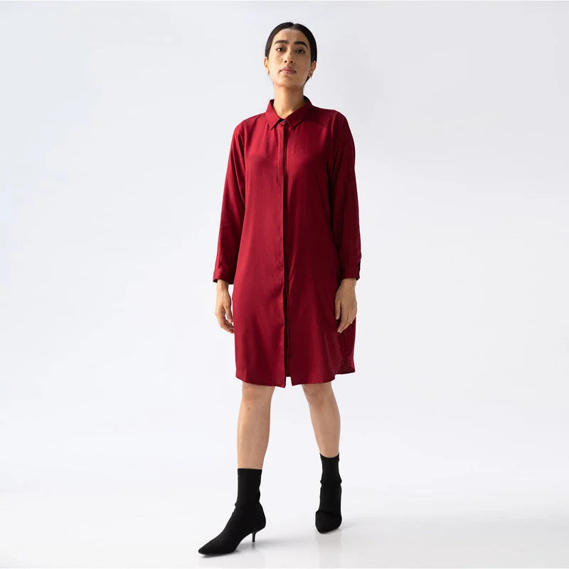 Plus Size Women Dress with a Flattering A - Line Cut for Comfort and Style Plus Size Women Dress with a Flattering A - Line Cut for Comfort and Style Cotton Tencel Dress | Maroon Plus Size Women Dress with a Flattering A - Line Cut for Comfort and Style Plus Size Women Dress with a Flattering A - Line Cut for Comfort and Style Cotton Tencel Dress | Maroon
