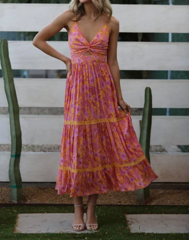Wrap - Style Women Dress with Adjustable Fit for All Body Types Wrap - Style Women Dress with Adjustable Fit for All Body Types Cut Out Maxi Dress In Orange/pink Wrap - Style Women Dress with Adjustable Fit for All Body Types Wrap - Style Women Dress with Adjustable Fit for All Body Types Cut Out Maxi Dress In Orange/pink