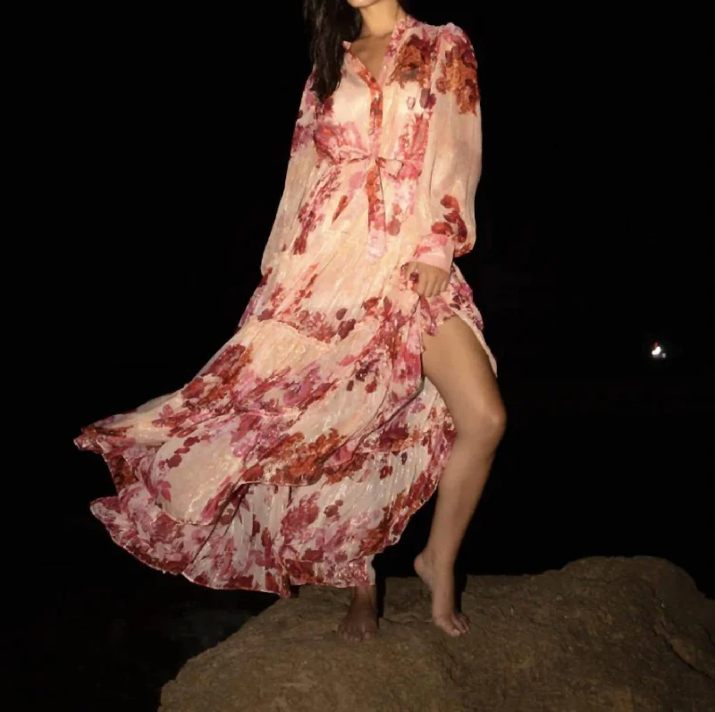 Wrap - Style Women Dress with Adjustable Fit for All Body Types Wrap - Style Women Dress with Adjustable Fit for All Body Types Dali Long Dress In Pink Wrap - Style Women Dress with Adjustable Fit for All Body Types Wrap - Style Women Dress with Adjustable Fit for All Body Types Dali Long Dress In Pink