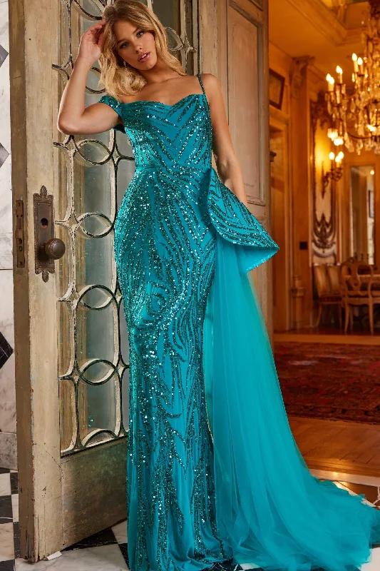 Plus Size Women Dress with a Flattering A - Line Cut for Comfort and Style Plus Size Women Dress with a Flattering A - Line Cut for Comfort and Style Jovani 23777