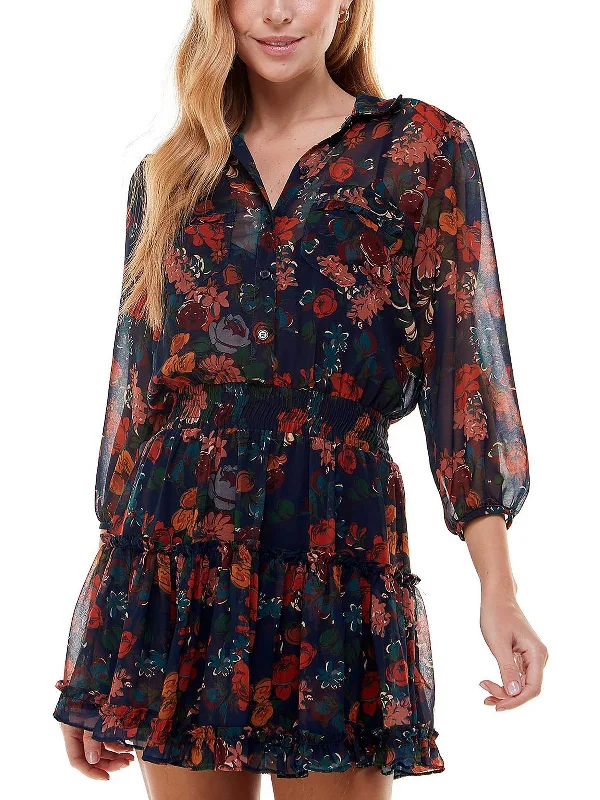 Ruffled Women Dress with Multiple Layers for a Playful and Girly Style Ruffled Women Dress with Multiple Layers for a Playful and Girly Style Juniors Womens Chiffon Floral Shirtdress