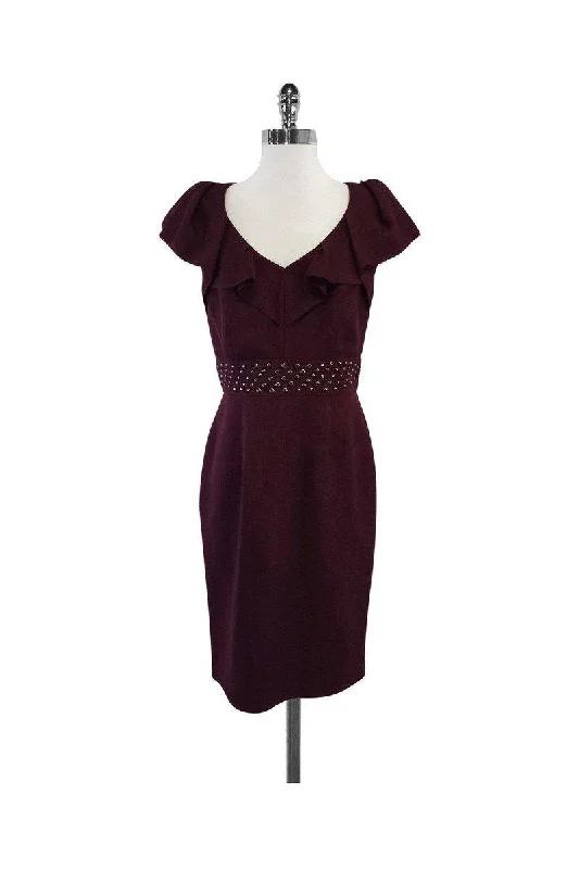 Ruffled Women Dress with Multiple Layers for a Playful and Girly Style Ruffled Women Dress with Multiple Layers for a Playful and Girly Style Kay Unger - Burgundy Ruffle Studded Dress Sz 6