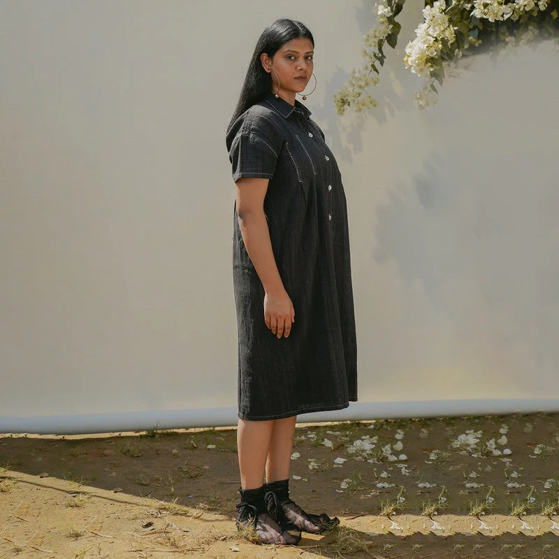 Off - the - Shoulder Women Dress for a Romantic and Feminine Look Off - the - Shoulder Women Dress for a Romantic and Feminine Look Women Shirt Dress | Kala Cotton | Natural Dyed | Black Off - the - Shoulder Women Dress for a Romantic and Feminine Look Off - the - Shoulder Women Dress for a Romantic and Feminine Look Women Shirt Dress | Kala Cotton | Natural Dyed | Black