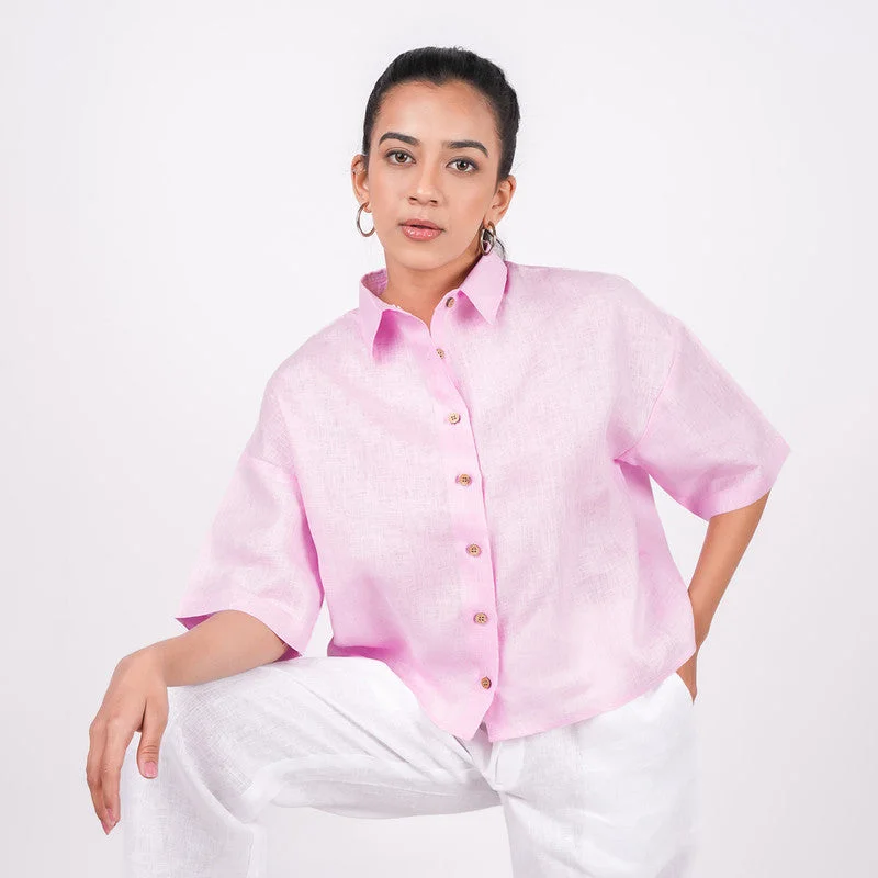 Shift Women Dress with a Simple and Classic Design for Everyday Wear Shift Women Dress with a Simple and Classic Design for Everyday Wear Linen Pink Shirt for Women | Half Sleeves | Drop Shoulder