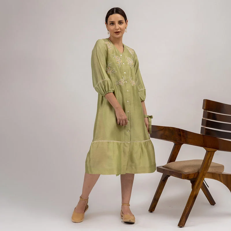 Long - Sleeve Women Dress in Velvet for a Luxurious Winter Look Long - Sleeve Women Dress in Velvet for a Luxurious Winter Look Chanderi Silk Dress with Slip | Floral Embroidery | Green Long - Sleeve Women Dress in Velvet for a Luxurious Winter Look Long - Sleeve Women Dress in Velvet for a Luxurious Winter Look Chanderi Silk Dress with Slip | Floral Embroidery | Green