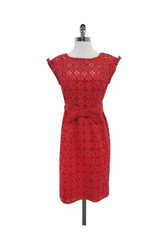 Plus Size Women Dress with a Flattering A - Line Cut for Comfort and Style Plus Size Women Dress with a Flattering A - Line Cut for Comfort and Style Nanette Lepore - Red Eyelet Floral Short Sleeve Dress Sz 6