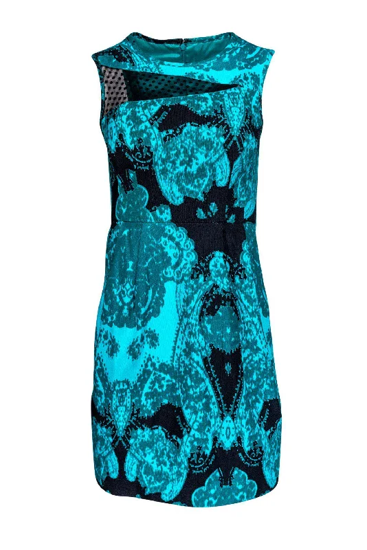 Mermaid - Style Women Dress with a Fitted Silhouette for Special Occasions Mermaid - Style Women Dress with a Fitted Silhouette for Special Occasions Nanette Lepore - Teal Paisley Dress w/ Mesh Insert Sz 0 Mermaid - Style Women Dress with a Fitted Silhouette for Special Occasions Mermaid - Style Women Dress with a Fitted Silhouette for Special Occasions Nanette Lepore - Teal Paisley Dress w/ Mesh Insert Sz 0