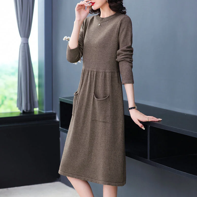 Long - Sleeve Women Dress in Velvet for a Luxurious Winter Look Long - Sleeve Women Dress in Velvet for a Luxurious Winter Look NiDELL Retro Woolen Skirt Women's Mid-Length Bottoming Shirt . New Slimming Knitted Dress over the Knee Autumn and Winter Clothing Long - Sleeve Women Dress in Velvet for a Luxurious Winter Look Long - Sleeve Women Dress in Velvet for a Luxurious Winter Look NiDELL Retro Woolen Skirt Women's Mid-Length Bottoming Shirt . New Slimming Knitted Dress over the Knee Autumn and Winter Clothing