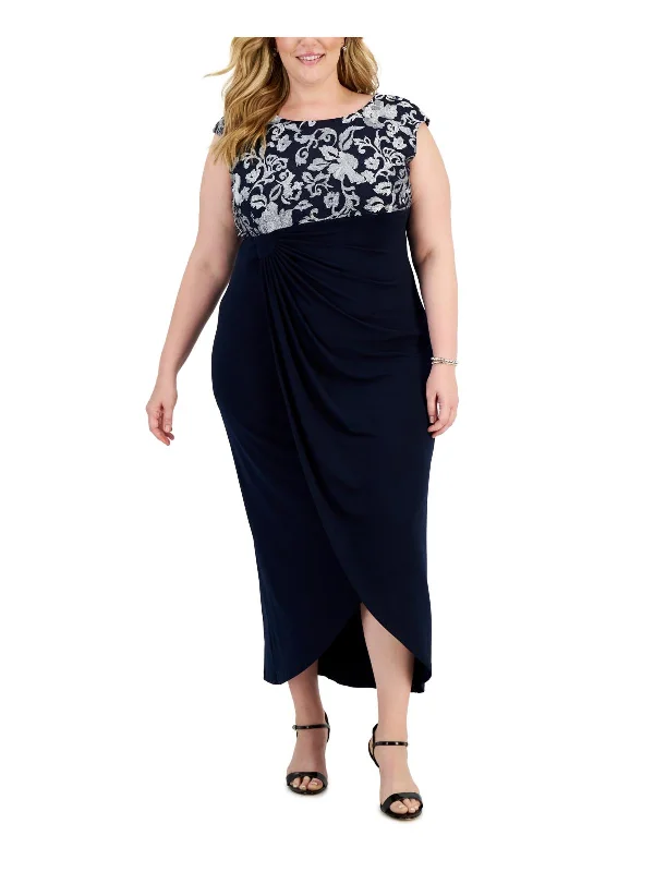 Plus Size Women Dress with a Flattering A - Line Cut for Comfort and Style Plus Size Women Dress with a Flattering A - Line Cut for Comfort and Style Plus Womens Faux Wrap Long Evening Dress