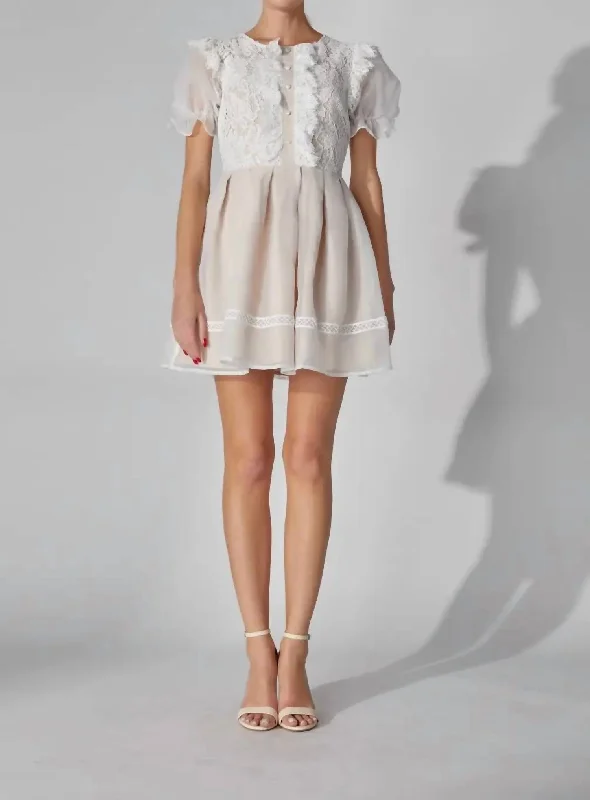 Mini Women Dress with a Short Hem for a Young and Trendy Style Mini Women Dress with a Short Hem for a Young and Trendy Style Puff Sleeve Lace Mini Dress In White/beige Mini Women Dress with a Short Hem for a Young and Trendy Style Mini Women Dress with a Short Hem for a Young and Trendy Style Puff Sleeve Lace Mini Dress In White/beige
