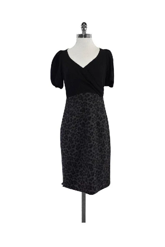 Wrap - Style Women Dress with Adjustable Fit for All Body Types Wrap - Style Women Dress with Adjustable Fit for All Body Types Rebecca Taylor - Black & Grey Cheetah Print Sheath Dress Sz 8